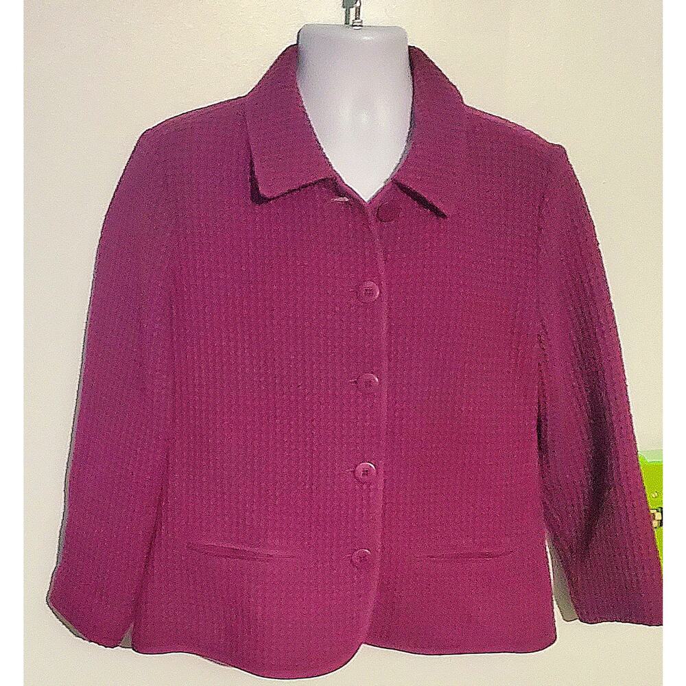 Cabelas Womens Waffle Knit Pink Button Down Jacket Size Large Preppy Granny Boho